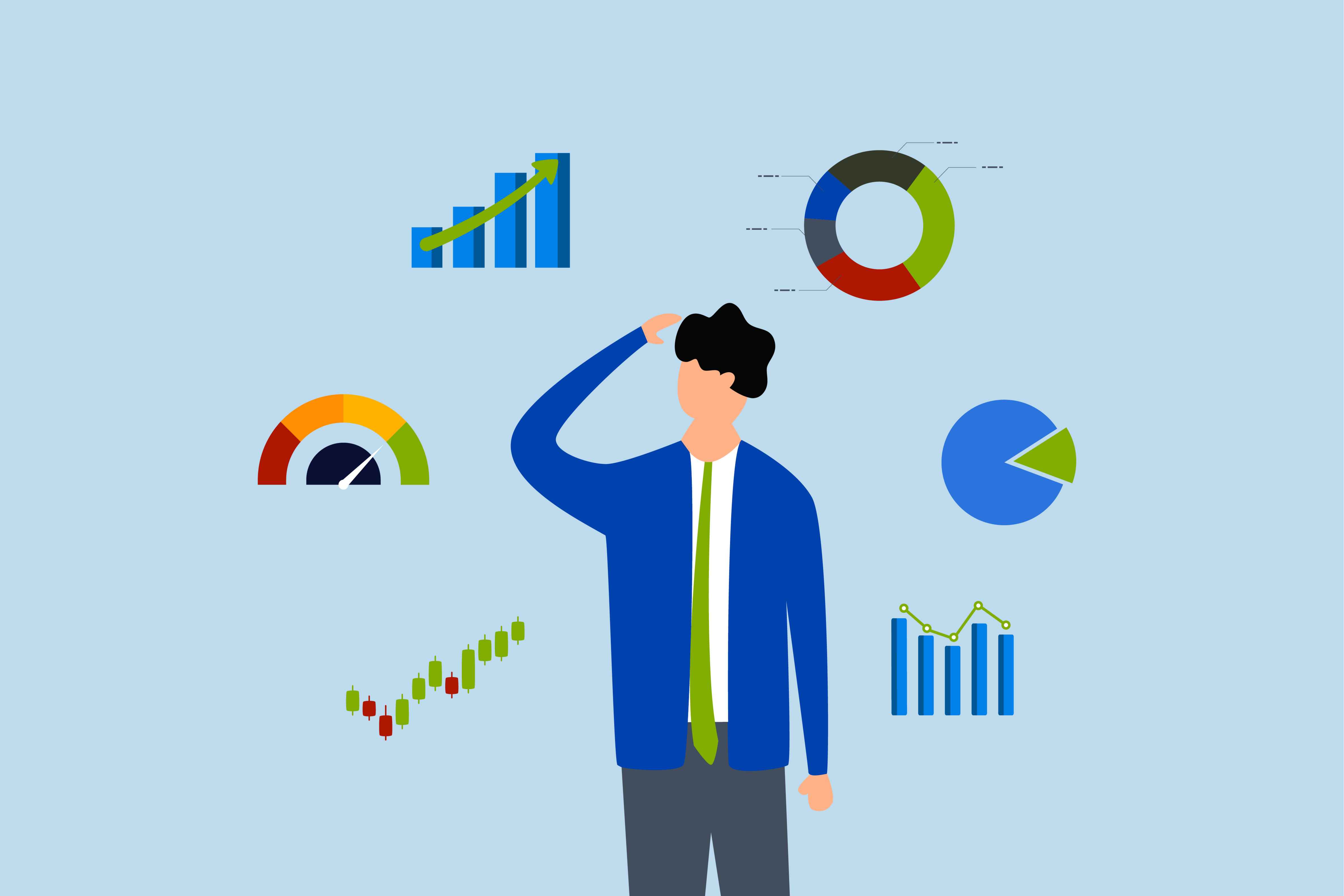 다양한 '재무 재표'를 생각하는 비즈니스맨이다.