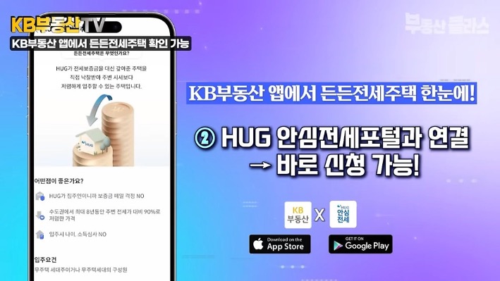 '든든전세주택' 신청은 'HUG' 안심전세포털에서 간편하게 할 수 있다는 내용을 설명하고 있다.