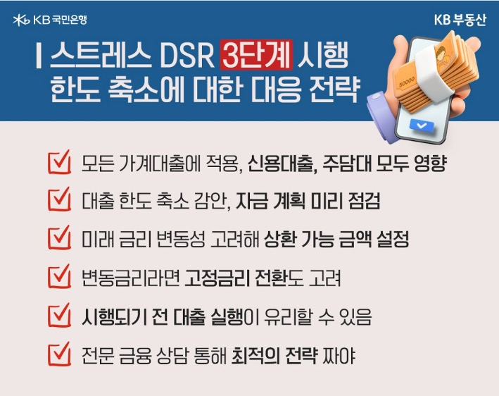 '스트레스 DSR' 3단계 시행 한도 축소에 대한 대응 전략을 나열했다.