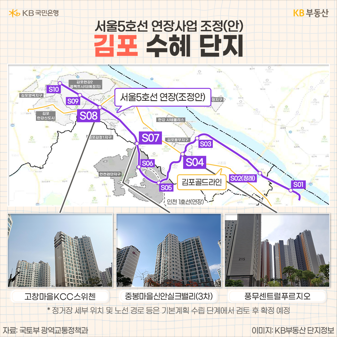 '5호선' 연장 구간은 방화역에서 인천 검단신도시를 지나 '김포' 한강신도시를 잇는 노선입니다. 