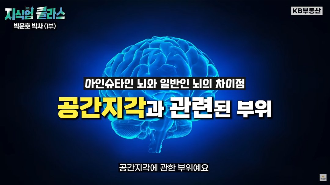 '아인슈타인 뇌'와 '일반인' 뇌의 차이점은 '공간지각'과 관련된 부위와 연관이 있음을 나타내는 이미지.