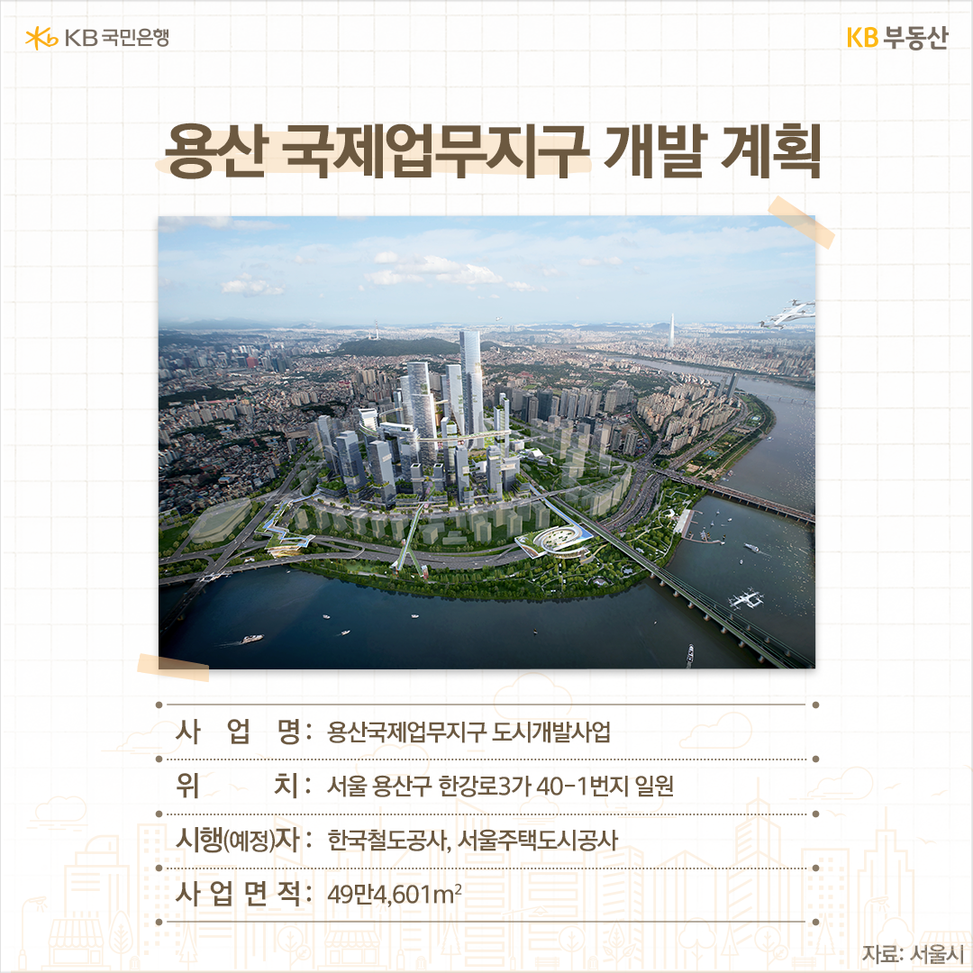 '용산'은 서울의 중심부에 위치해 뛰어난 교통여건과 한강, 용산공원 등 자연환경을 갖추고 있어 개발 필요성이 계속 대두돼 왔고 이에 '개발 계획'이 추진되고 있다.