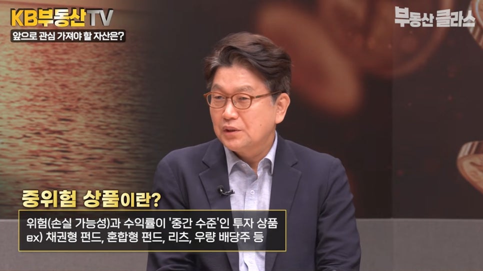 김경록 박사가 자산시장 무게 중심이 현금흐름을 창출하는 인컴 자산의 중요성이 커지고 있으며 특히, 지금은 중위험, '중수익 자산'에 주목할 때라고 설명하는 모습이다.