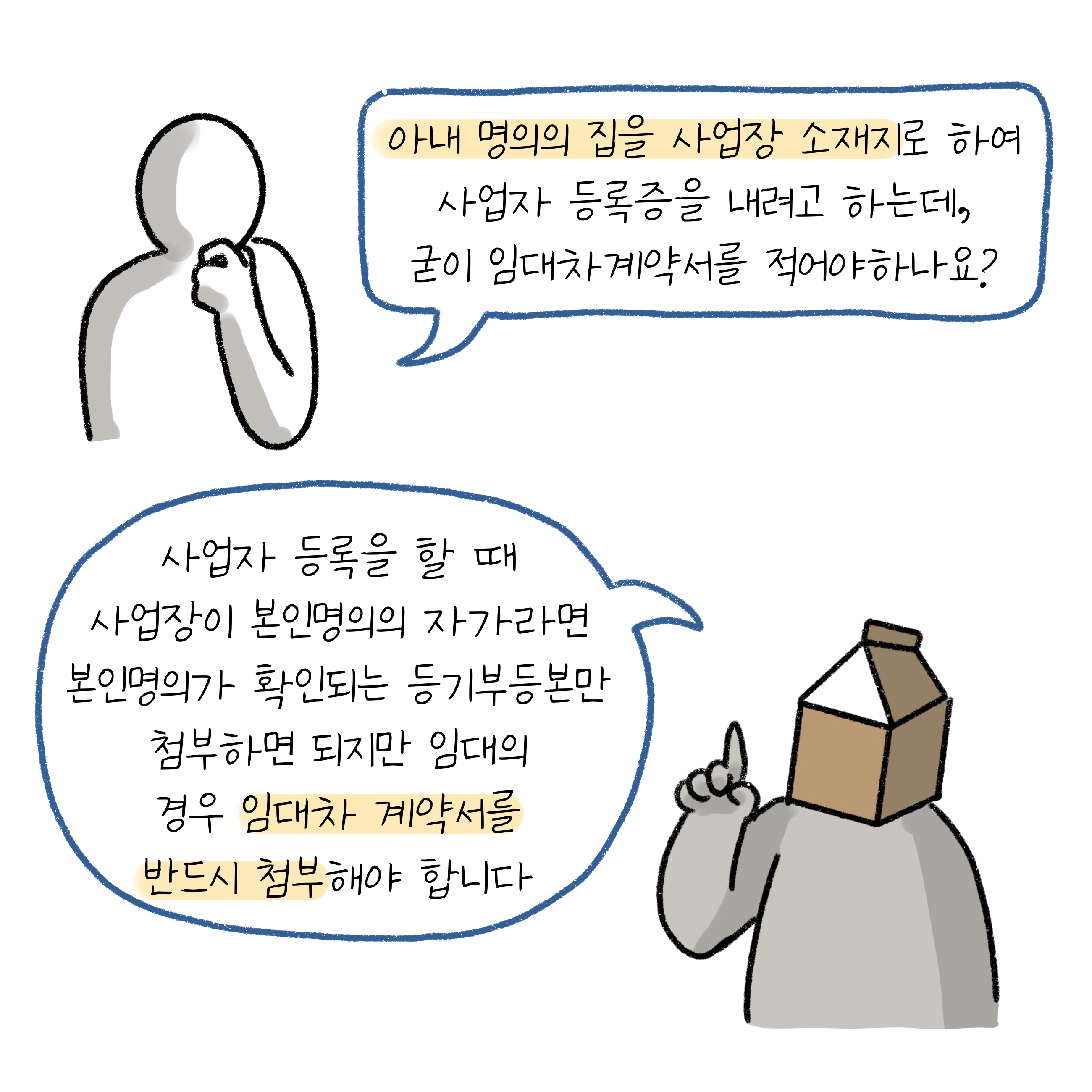 '사업자 등록'시 사업장이 본인명의의 자가라면 '본인명의'가 확인되는 등기부등본만 첨부하면 되나, 임대의 경우 '임대차 계약서' 첨부가 필수다.