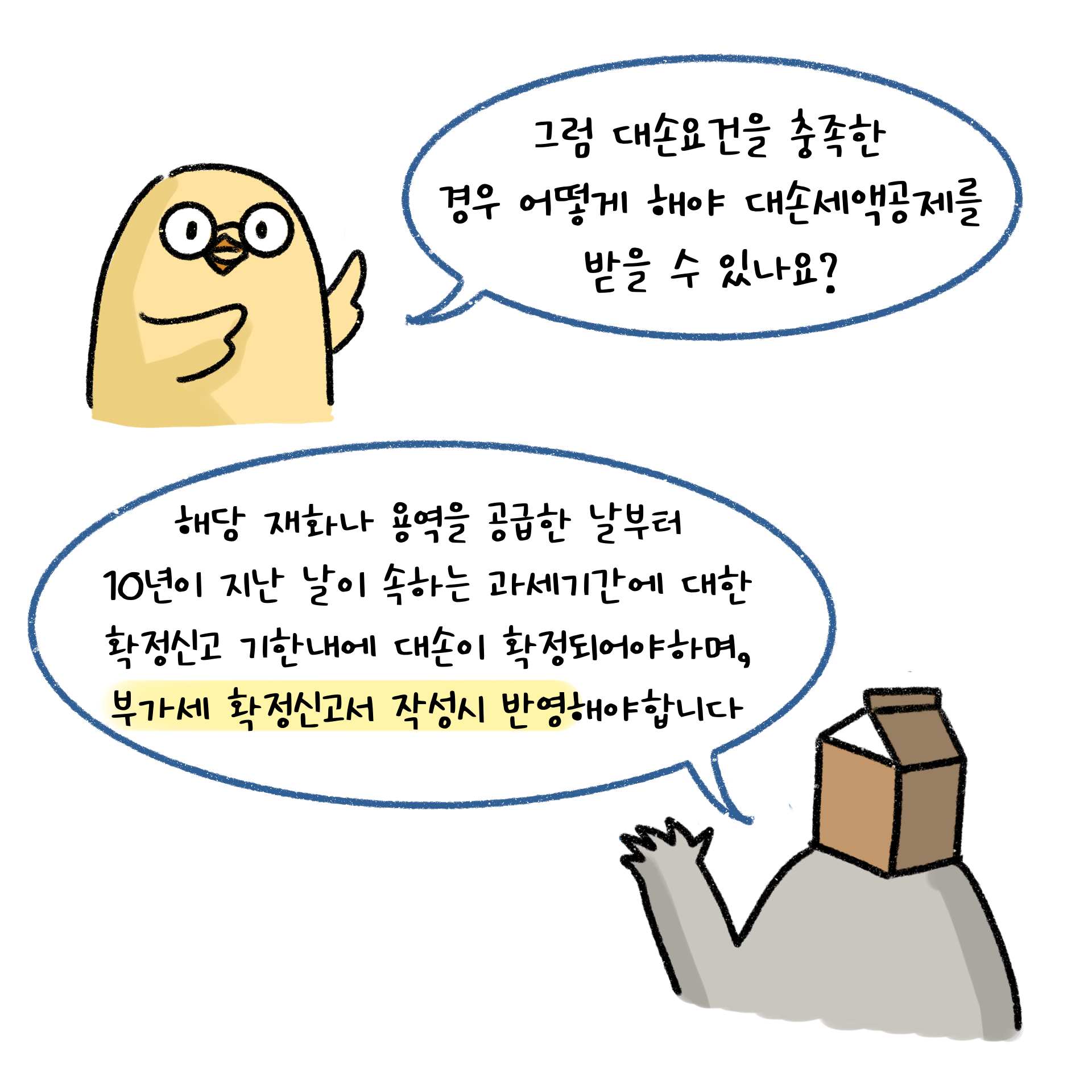 해당 재화나 용역을 공급한 날부터 10년이 지난 날이 속하는 과세기간에 대한 확정신고 기한내에 대손이 확정되어야하며, 부가세 확정신고서 작성시 반영.