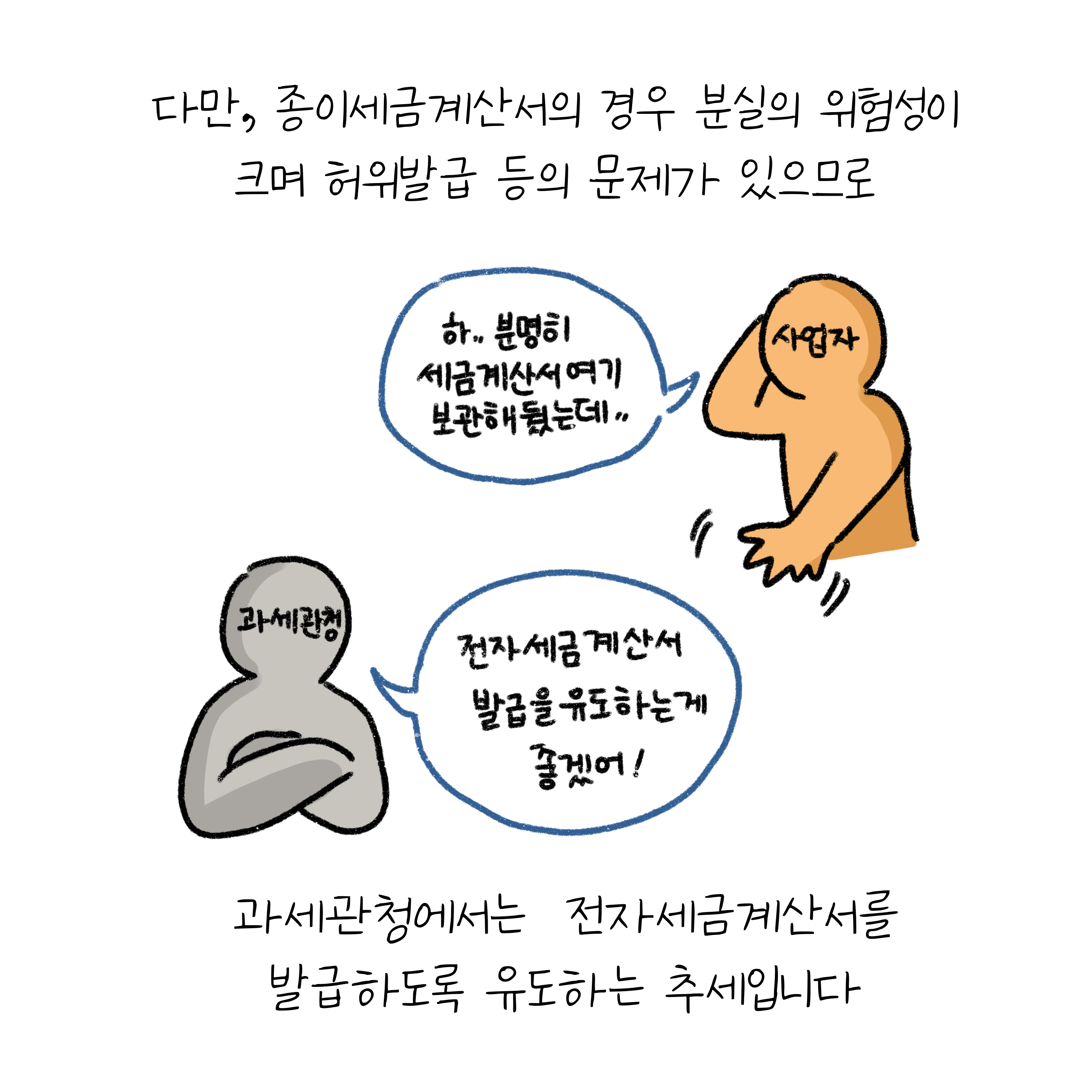 종이세금계산서의 경우 분실의 위험 등이 있으므로, 전자세금계산서 발급으로 유도를 하는 내용을 담고 있다.