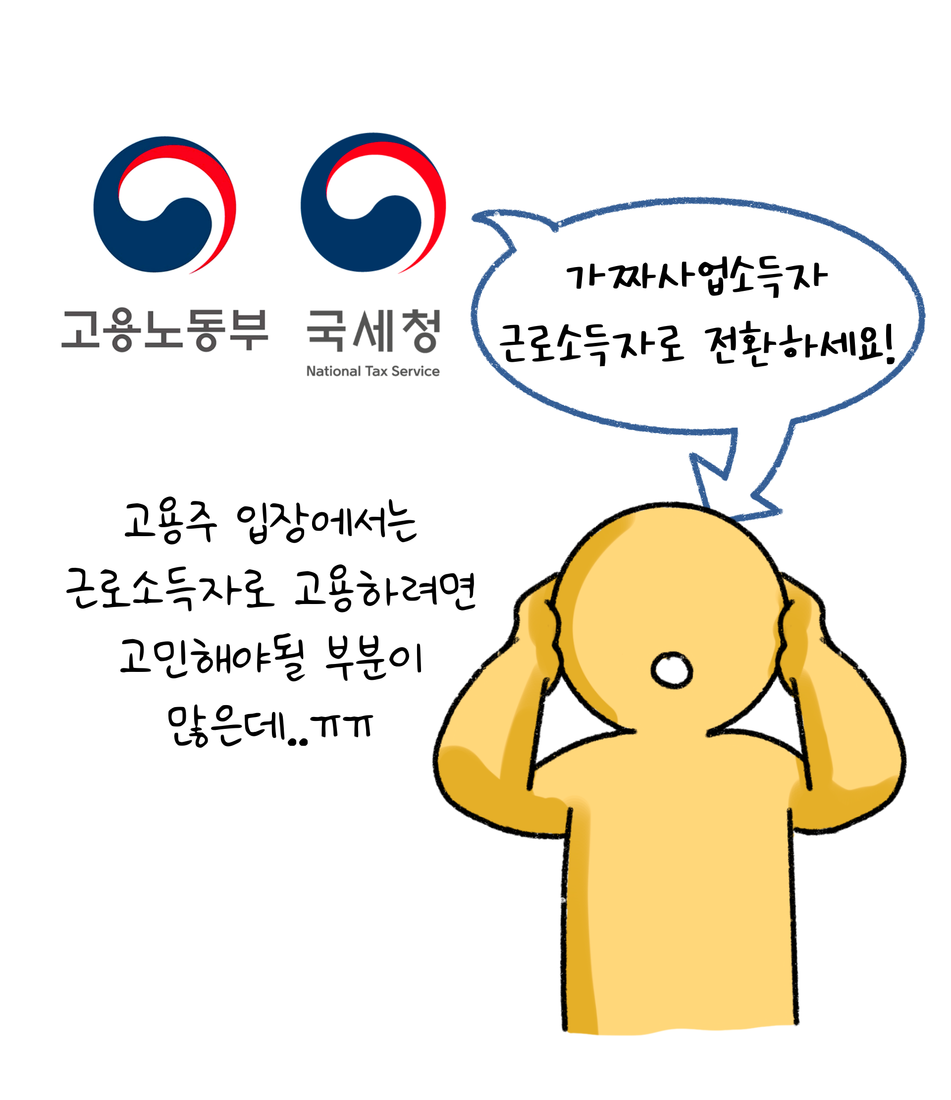 '고용주' 입장에서 '근로소득자'로 고용하려면 고민해야 할 부분이 많다는 것을 보여주고 있다.
