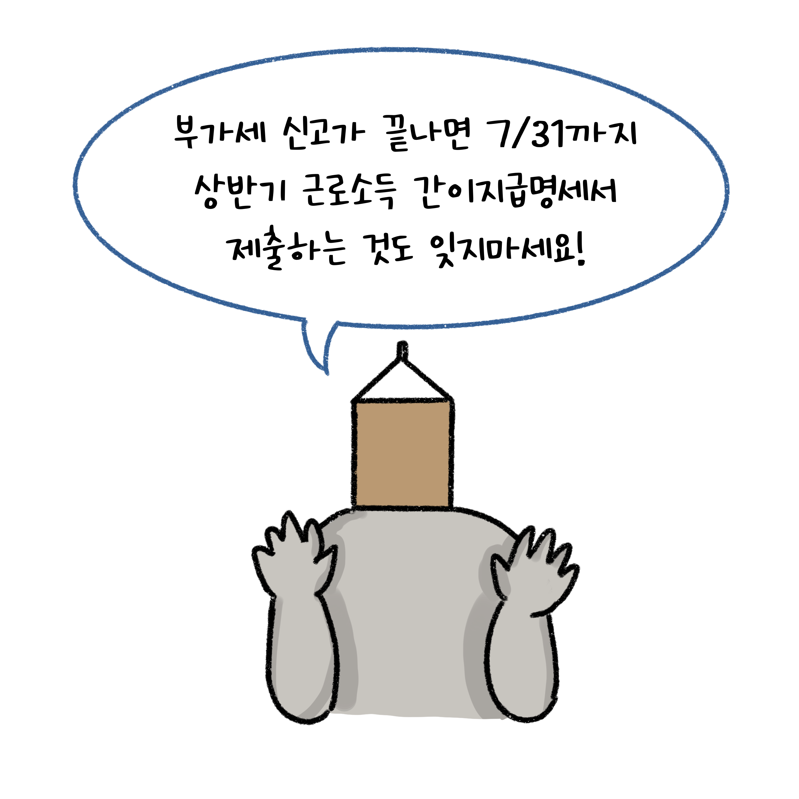 부가세 신고가 끝나면 7월 31일까지 상반기 근로소득 '간이지급명세서' 제출에 관한 내용을 강조하고 있다.