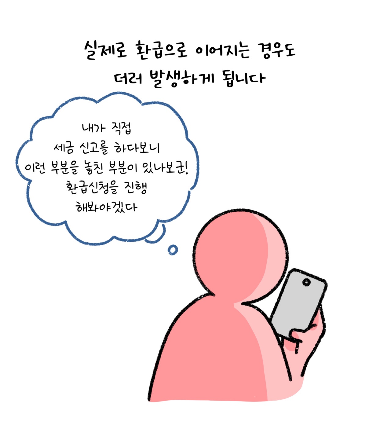 '세금 신고'시 누락되는 부분이 있을 수 있어 '환급'이 되는 경우도 있다는 걸 설명하고 있다.