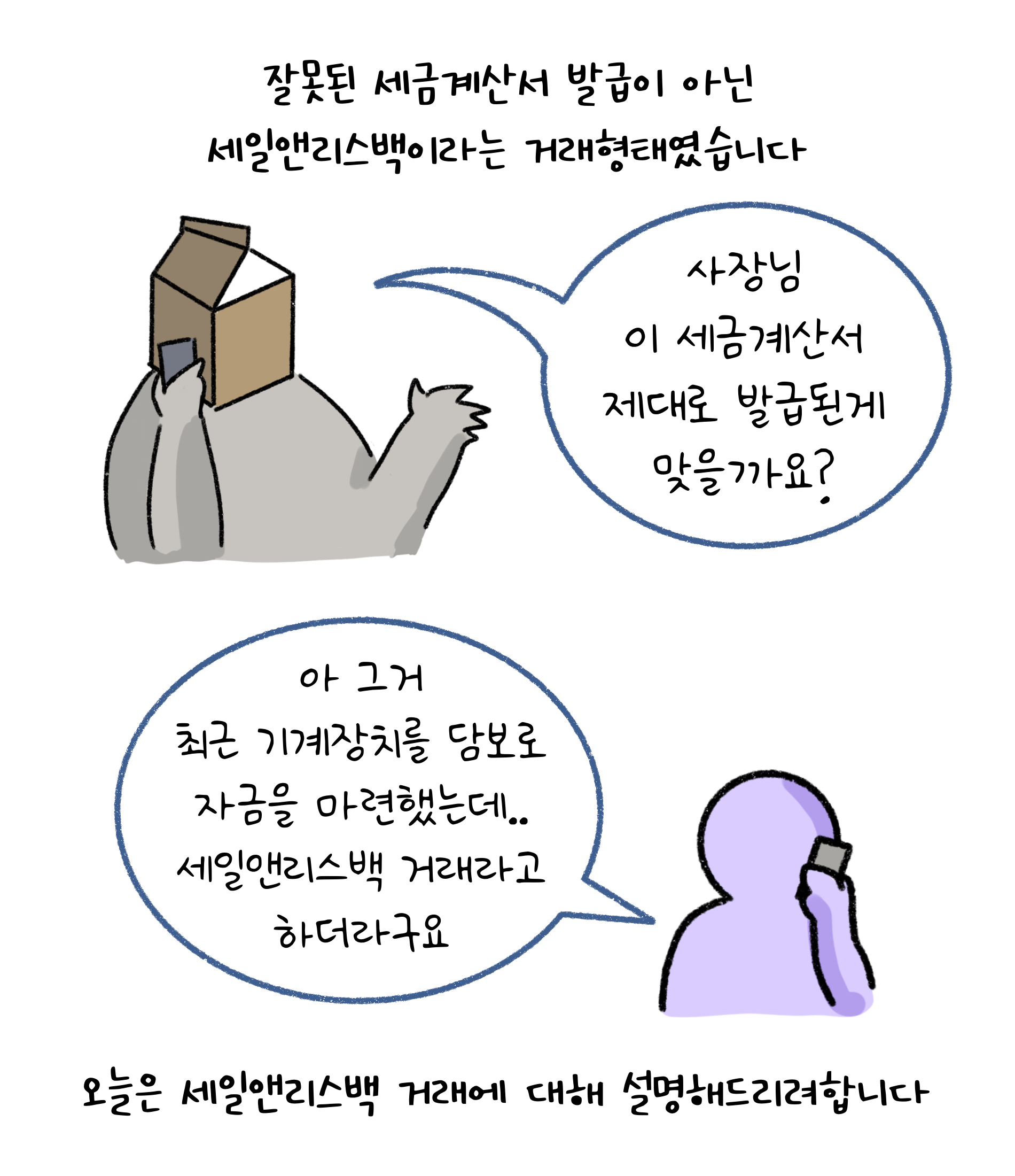 잘못된 세금계산서 발급이 아닌 '세일앤리스백'이라는 거래형태였습니다. 오늘은 세일앤리스백 거래에 대해 설명해드리려합니다.
