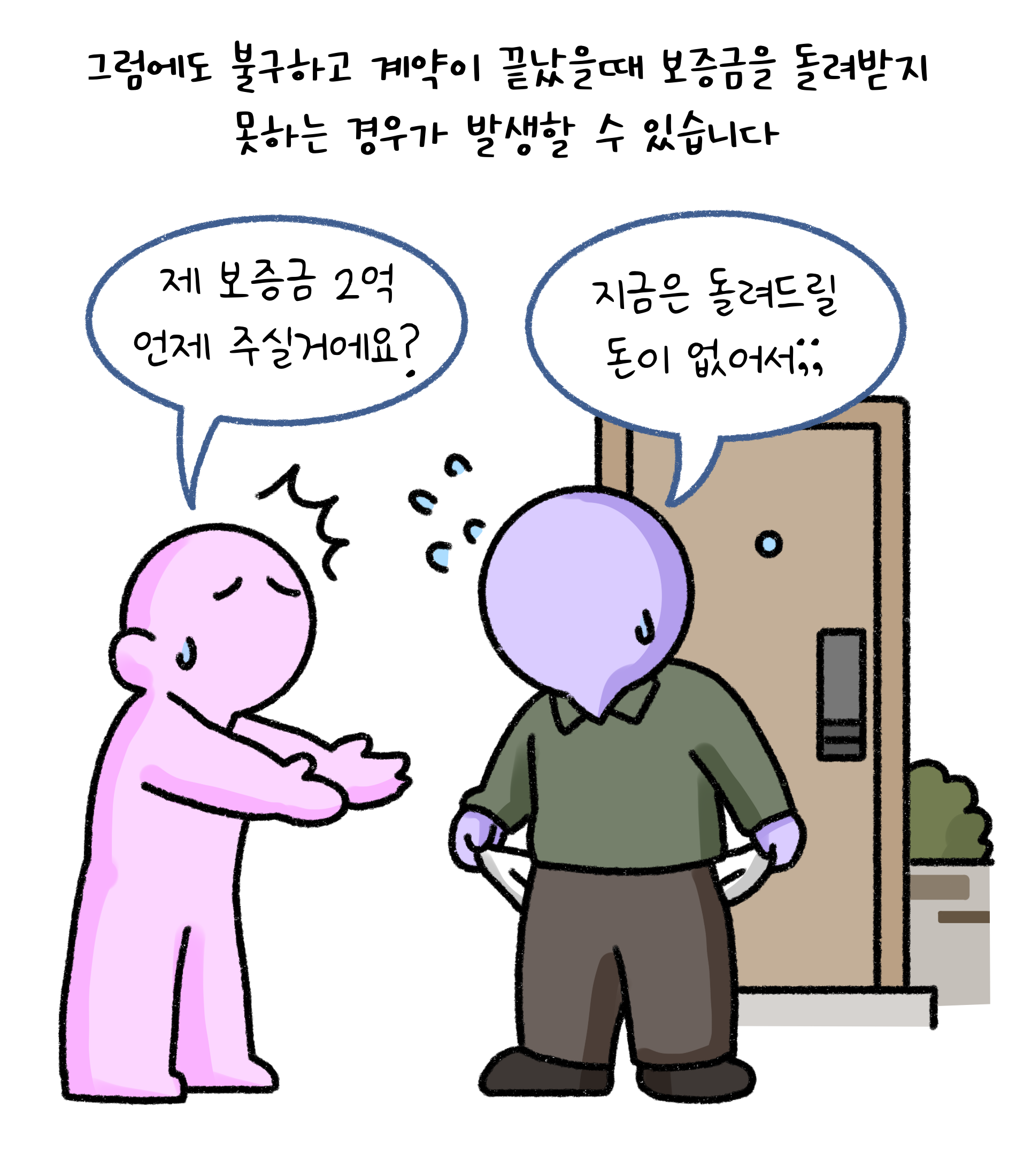 그럼에도 불구하고 계약이 끝났을때 '보증금'을 돌려받지 못하는 경우가 발생할 수 있습니다.