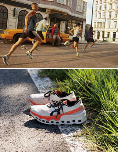 거리를 '달리는' 사람들과 '러닝화'의 모습이다.