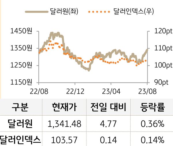 외환(달러원/달러인덱스)