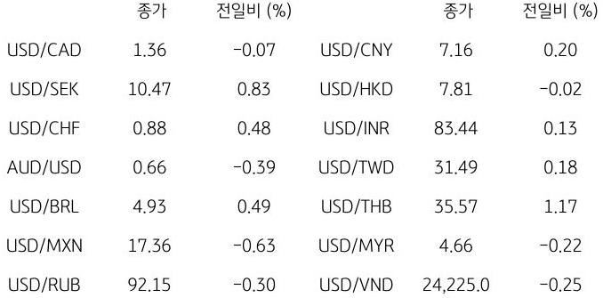 글로벌 주요 통화 동향