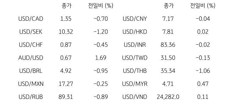 글로벌 주요 통화 동향