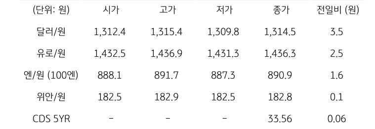 국내 외환 시장 동향
