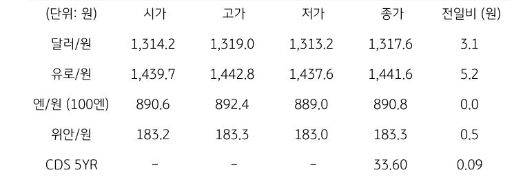 국내 외환 시장 동향