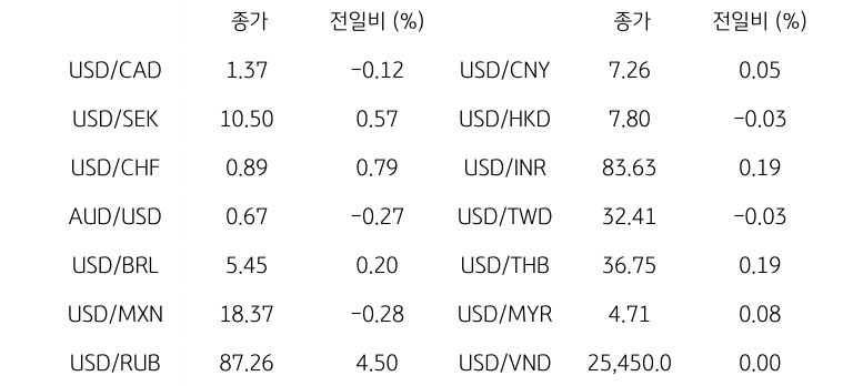 글로벌 주요 통화 동향