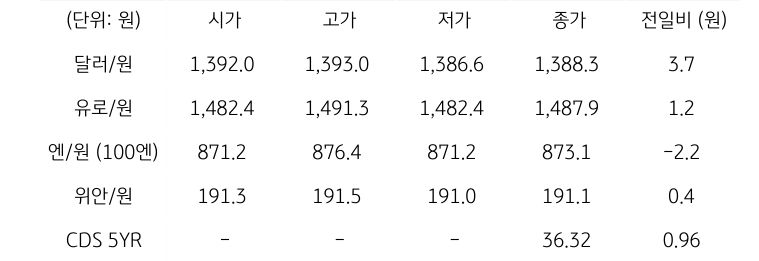 국내 외환 시장 동향