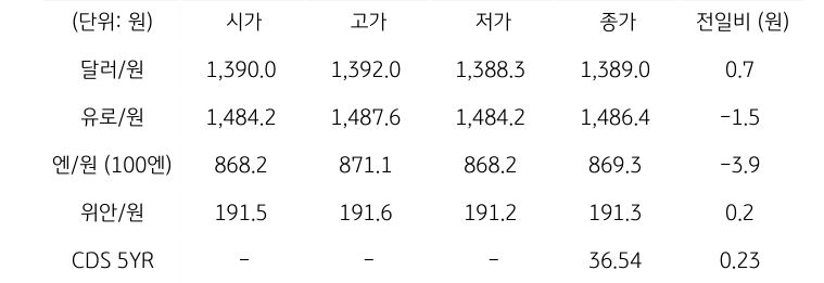 국내 외환 시장 동향