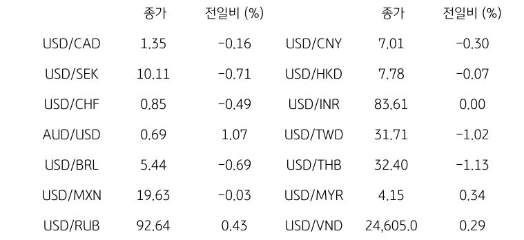 글로벌 주요 통화 동향