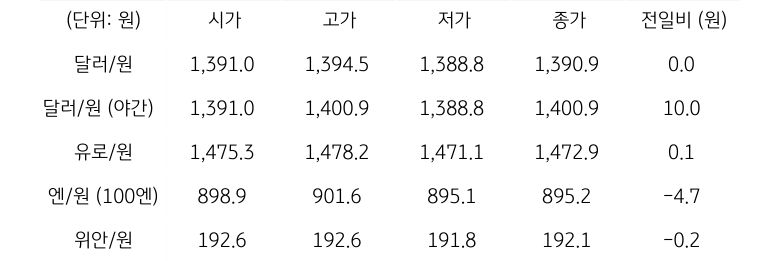 국내 외환 시장 동향