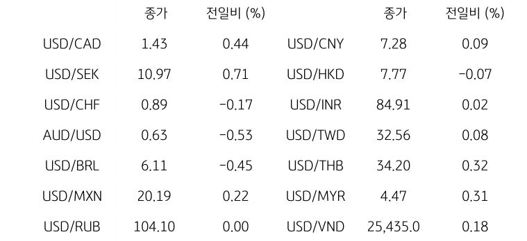 글로벌 주요 통화 동향