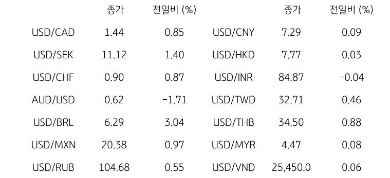 글로벌 주요 통화 동향