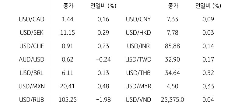 글로벌 주요 통화 동향