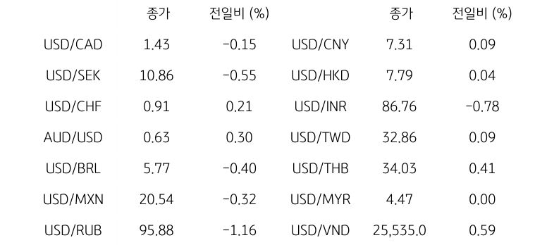 글로벌 주요 통화 동향