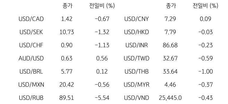 글로벌 주요 통화 동향