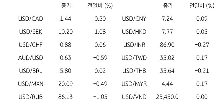 글로벌 주요 통화 동향