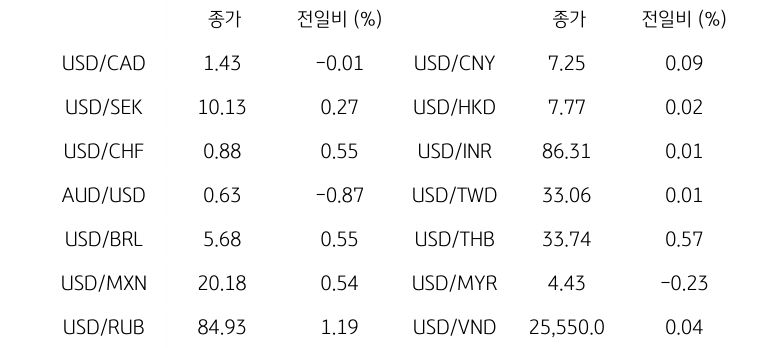 글로벌 주요 통화 동향