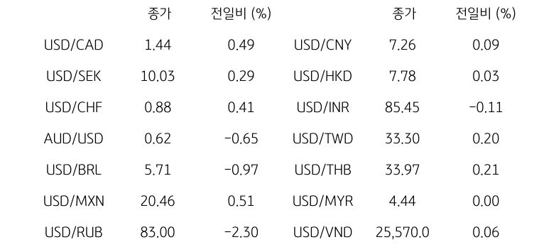 글로벌 주요 통화 동향