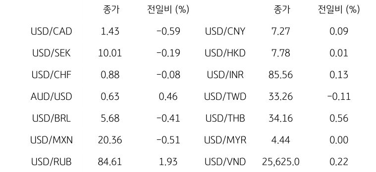 글로벌 주요 통화 동향