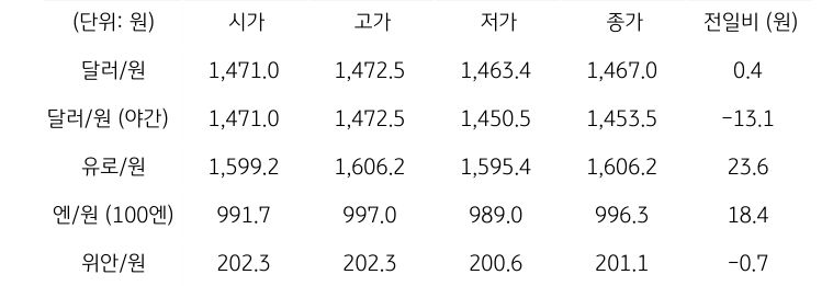 국내 외환 시장 동향
