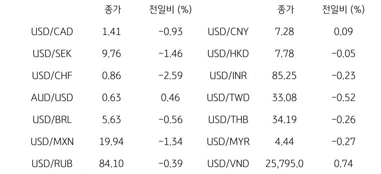 글로벌 주요 통화 동향