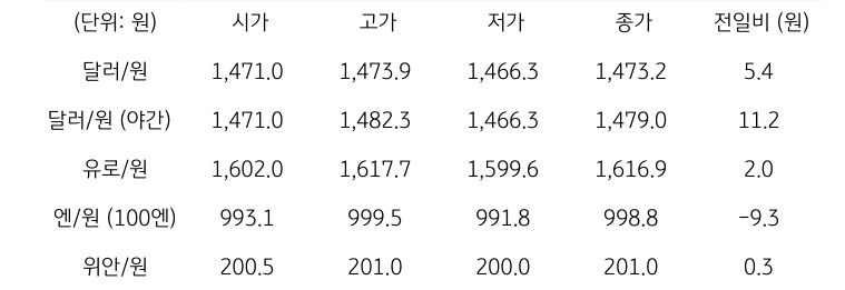 국내 외환 시장 동향
