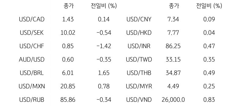 글로벌 주요 통화 동향