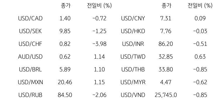 글로벌 주요 통화 동향