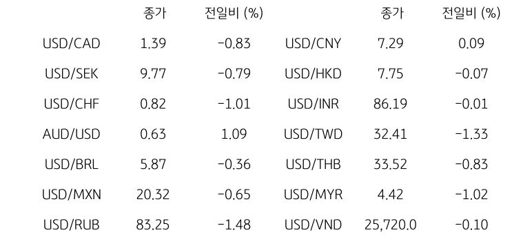 글로벌 주요 통화 동향