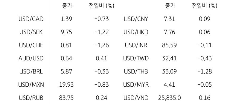 글로벌 주요 통화 동향