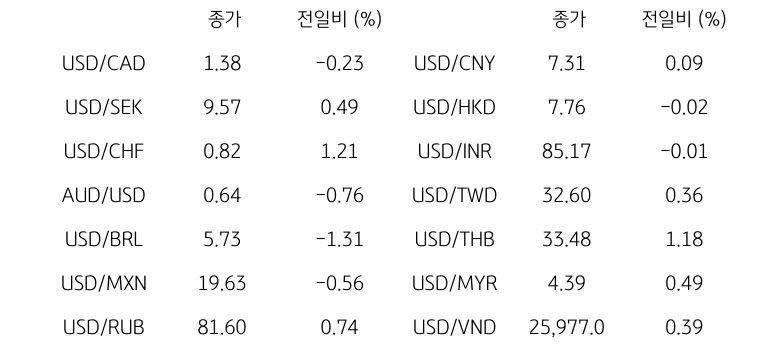 글로벌 주요 통화 동향