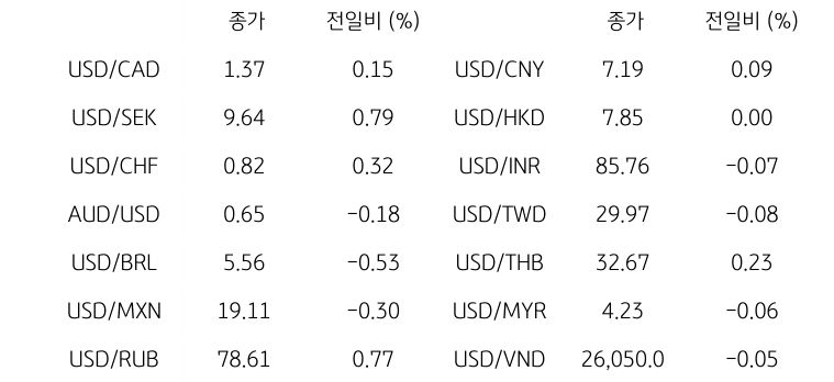 글로벌 주요 통화 동향