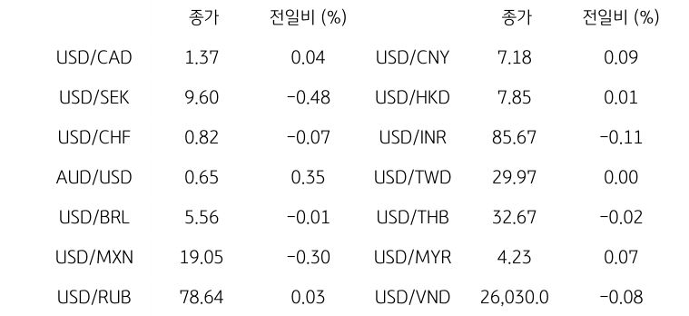 글로벌 주요 통화 동향