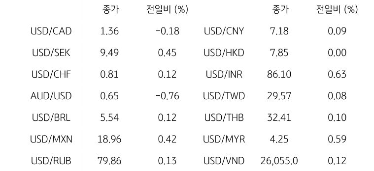 글로벌 주요 통화 동향
