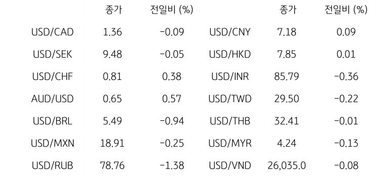 글로벌 주요 통화 동향