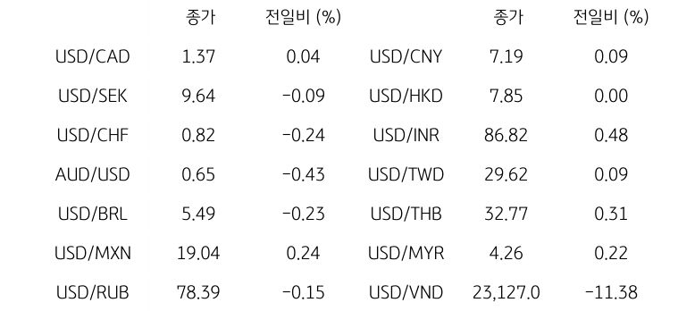 글로벌 주요 통화 동향