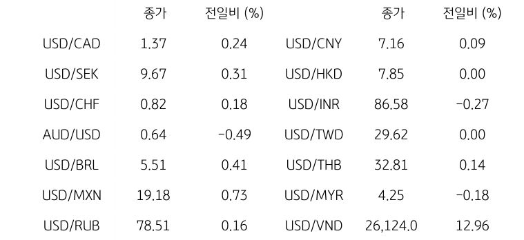 글로벌 주요 통화 동향
