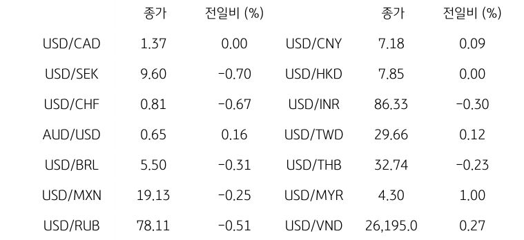 글로벌 주요 통화 동향
